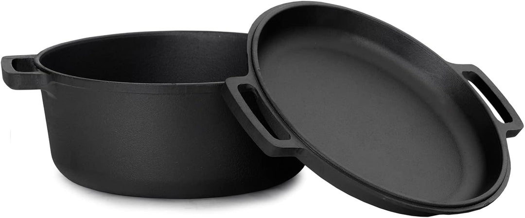 4 L Kochtopf aus Gusseisen mit Deckel-Bratpfanne 2in1 Set - Induktion Bräter Brottopf Suppentopf Bra