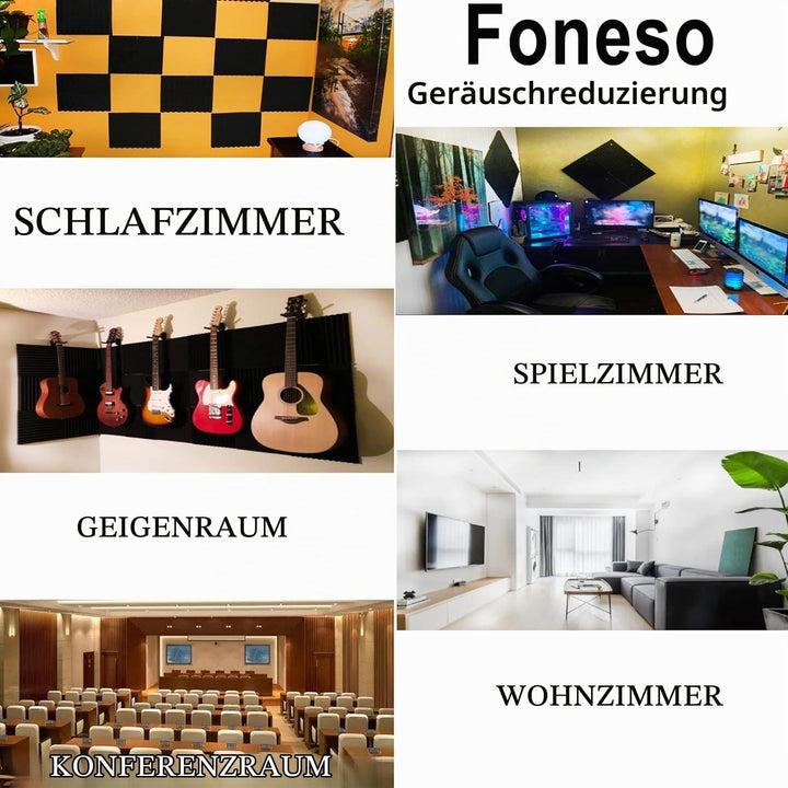 Foneso Akustikschaumstoff, 30x30x5 cm（Dichte:25kg/m³） Schalldämmung, Akustikpaneele,3D Hochdichte Sc
