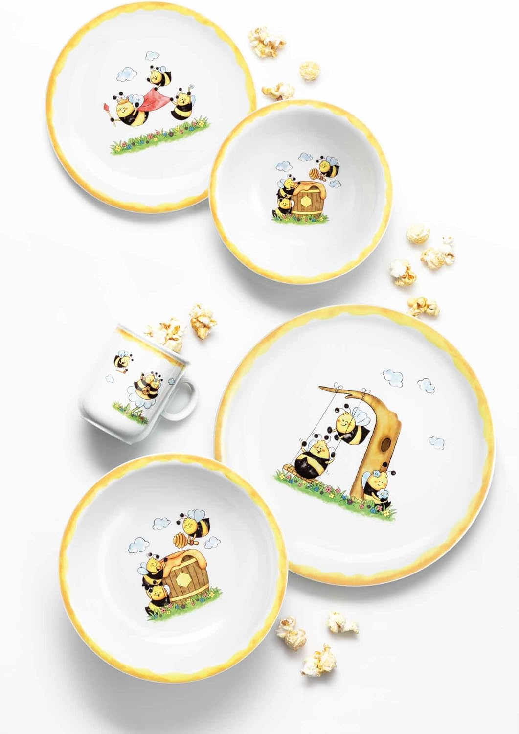 Seltmann Weiden Compact Kindergeschirrset 5-teilig, Teller-Set Schale und Becher für Kinder, Kinders