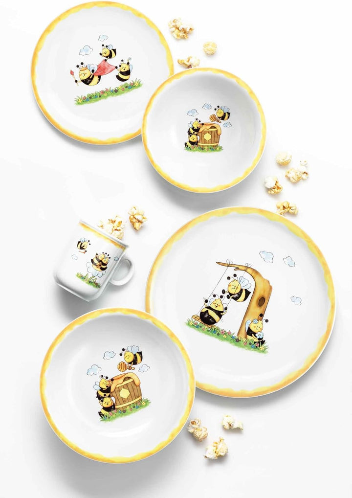 Seltmann Weiden Compact Kindergeschirrset 5-teilig, Teller-Set Schale und Becher für Kinder, Kinders