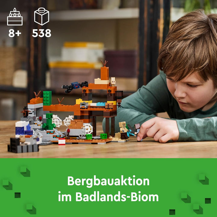 LEGO Minecraft Die Mine in den Badlands, Bergbau-Spielzeug zum Videospiel, Set für Jungen und Mädche