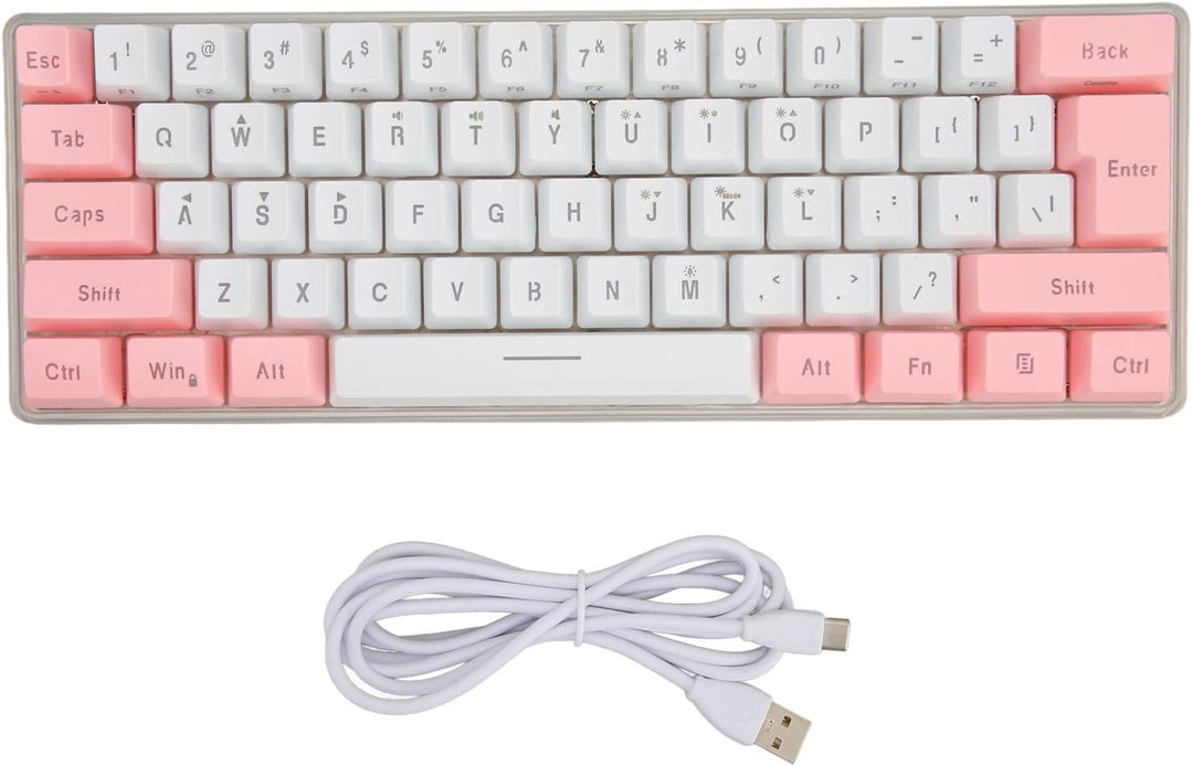 60% Kabelgebundene Gaming-Tastatur, 61 Tasten RGB-Tastatur für PC, Kabelgebundene Kompakte PC-Tastat