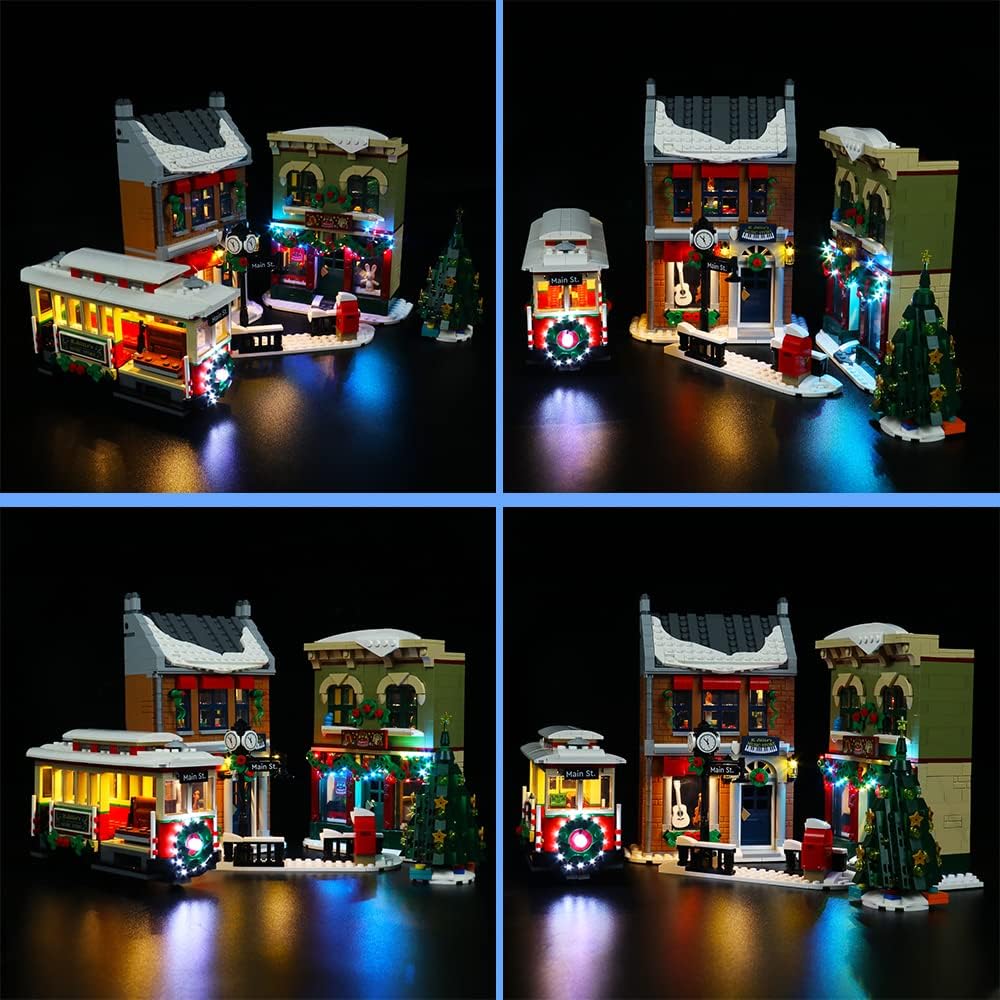 LocoLee Led Licht Set Kompatibel mit LEGO Weihnachtlich Geschmückte Hauptstrasse, Led Beleuchtungs S