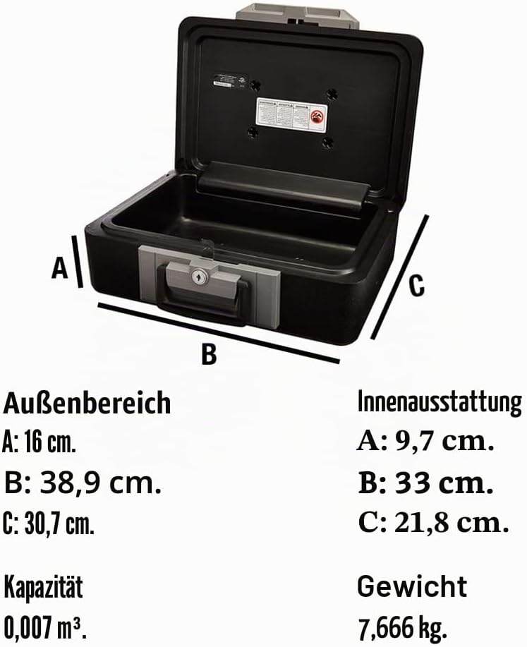 Sentry Safe 1160 1160 cm Feuerfester Schlosskasten, Schwarz, 0.25 cu. ft, Schwarz