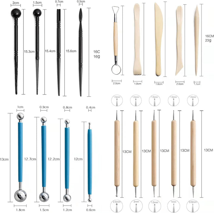 XFLYP 37 Stück Modellierwerkzeug, Carving Tools Clay Keramik Sculpting Ton Werkzeug mit Eine Aufbewa