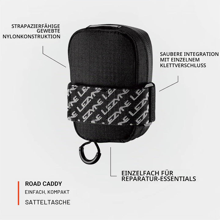 Lezyne Sattel Trainer Laufradtasche Tasche Road Caddy, Schwarz, 12x10cm, 0.35 Liter, 1-SB-RDCADDY-V1