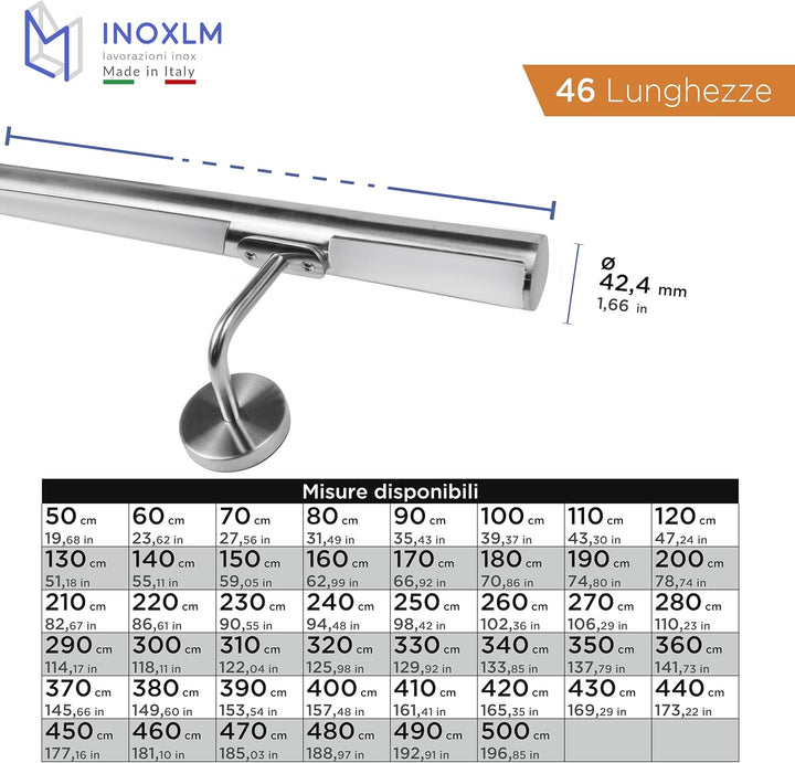 Treppenhandlauf aus Edelstahl mit naturweissen mehrfarbigen LEDs (140 cm, Handlauf mit LED warmes Li