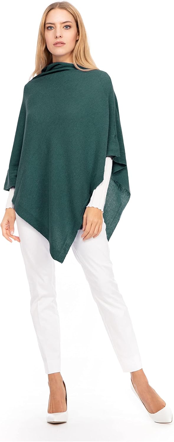 Marine Cashmere - Poncho aus Kaschmir-Mischgewebe für Damen, zart und weich, aus Kaschmir Grünesgrün