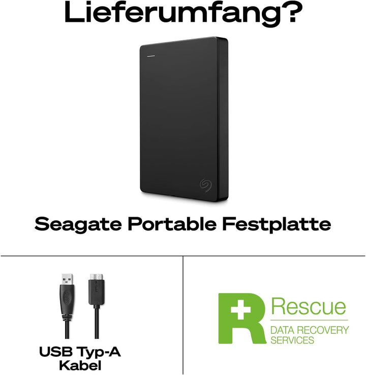 Seagate Expansion 2TB tragbare externe Festplatte, 2.5 Zoll, USB 3.0, inkl. 2 Jahre Datenrettungsdie