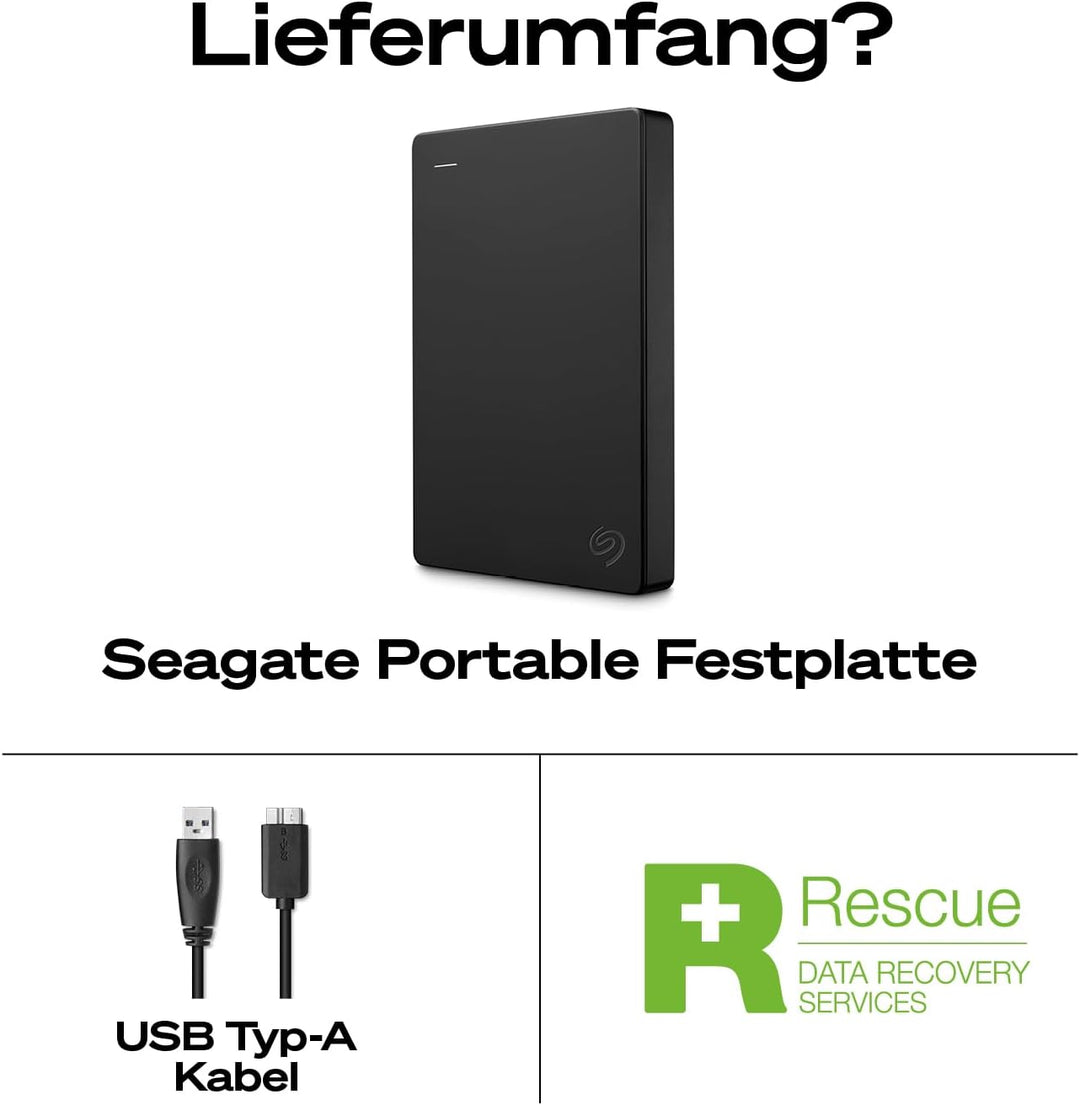 Seagate Portable Drive 5TB tragbare externe Festplatte, 2.5 Zoll, USB 3.0, inkl. 2 Jahre Datenrettun