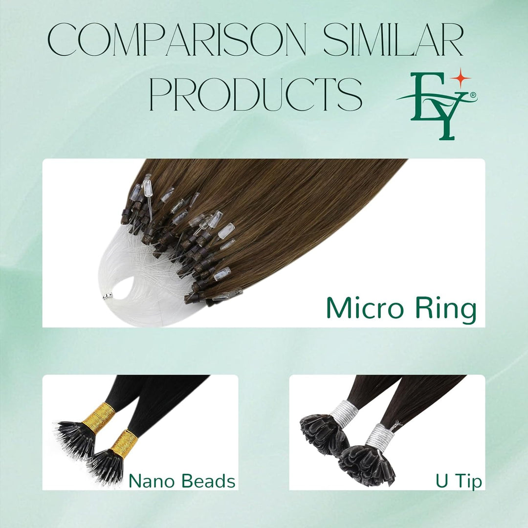 Easyouth Microring Extensions Echthaar Dunkelbraun Micro Loop Extensions Remy Menschenhaar Microring