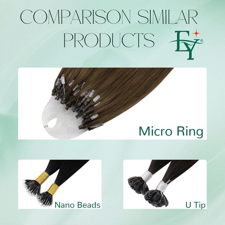 Easyouth Microring Extensions Echthaar Dunkelbraun Micro Loop Extensions Remy Menschenhaar Microring