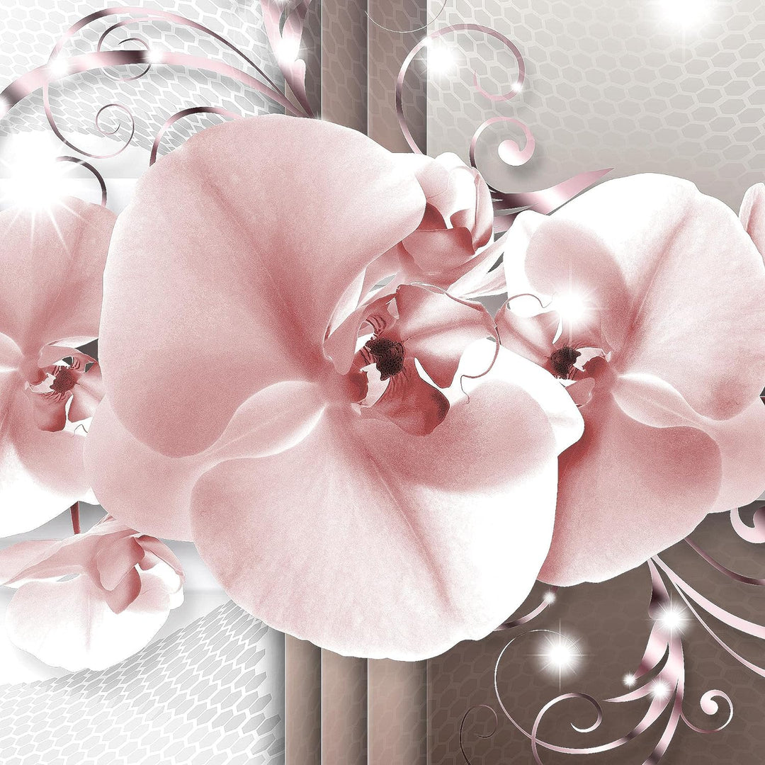 Runa Art - Bilder Blumen Orchidee 200 x 100 cm 5 Teilig XXL Wanddekoration Design Grau Rosa 008351b