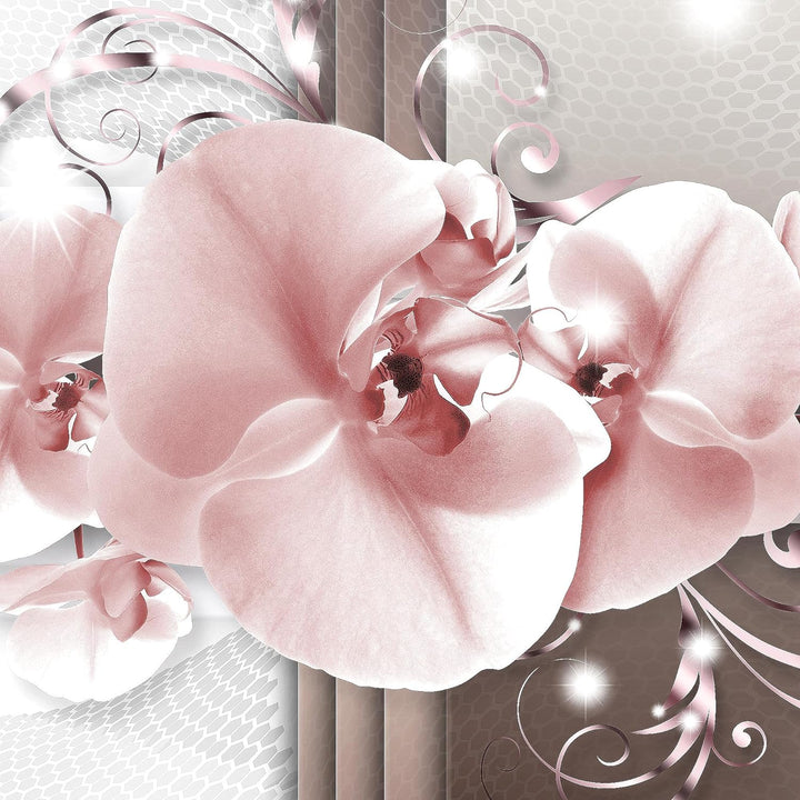Runa Art - Bilder Blumen Orchidee 200 x 100 cm 5 Teilig XXL Wanddekoration Design Grau Rosa 008351b