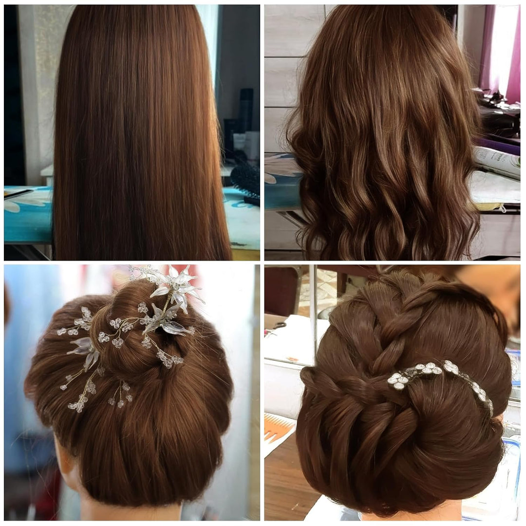 Frisierkopf Echthaar, TopDirect 66cm/26 Zoll 70% Echtes Haar Ubungskopf Friseur Trainingskopf mit Fl