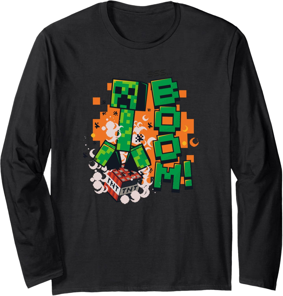 Minecraft Creeper TNT BOOM! Explosion Langarmshirt