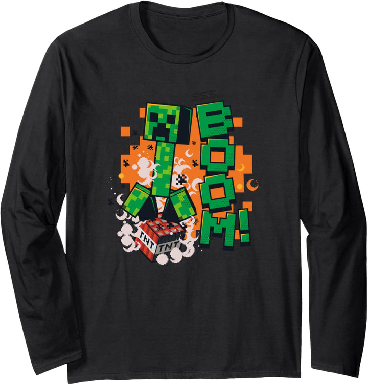 Minecraft Creeper TNT BOOM! Explosion Langarmshirt