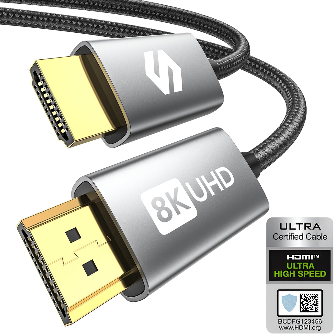 Silkland 8K HDMI 2.1 Kabel 7.5m, HDMI®Kabel eARC für Soundbar 48Gbps, PS5 HDMI Kabel 4K@120Hz, 2K@24
