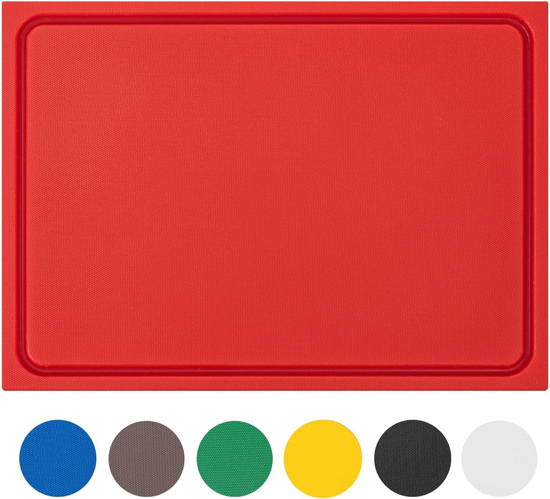 stabiles Schneidebrett Kunststoff | Rot, 35x25x2 cm | Spülmaschinenfest, EXTRA dick, messerschonend