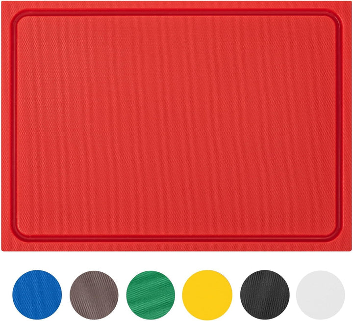 stabiles Schneidebrett Kunststoff | Rot, 35x25x2 cm | Spülmaschinenfest, EXTRA dick, messerschonend