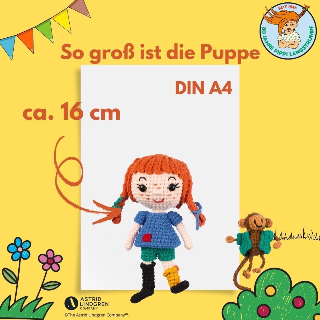 TOPP Pippi Langstrumpf - Das offizielle Häkelset zum 80. Geburtstag: Anleitung, Misch-Garn in 9 Farb
