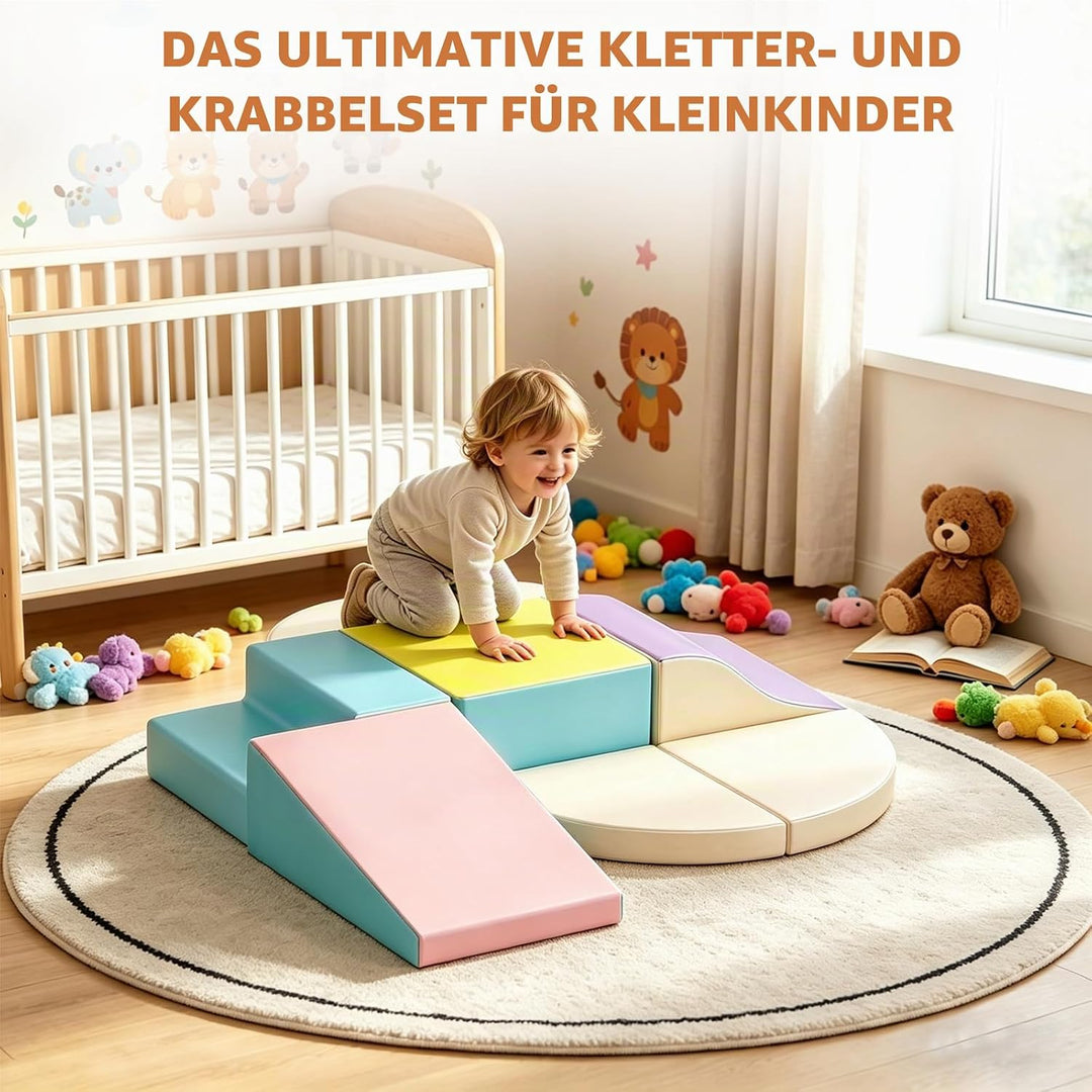 6er Soft Play Corner Climber Set,Motorikspielzeug für Babys &amp; Kleinkinder,Schaumstoff Kletterbaustei