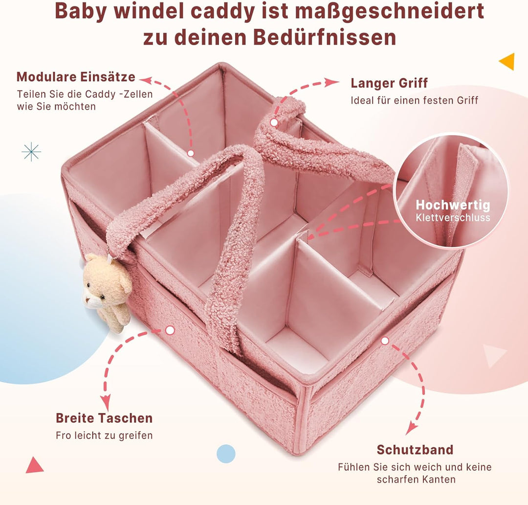 Baby Wickeltasche Organizer，Baby-Windel-Caddy Organizer für Wickeltisch，Multifunktional Tragbar Wick
