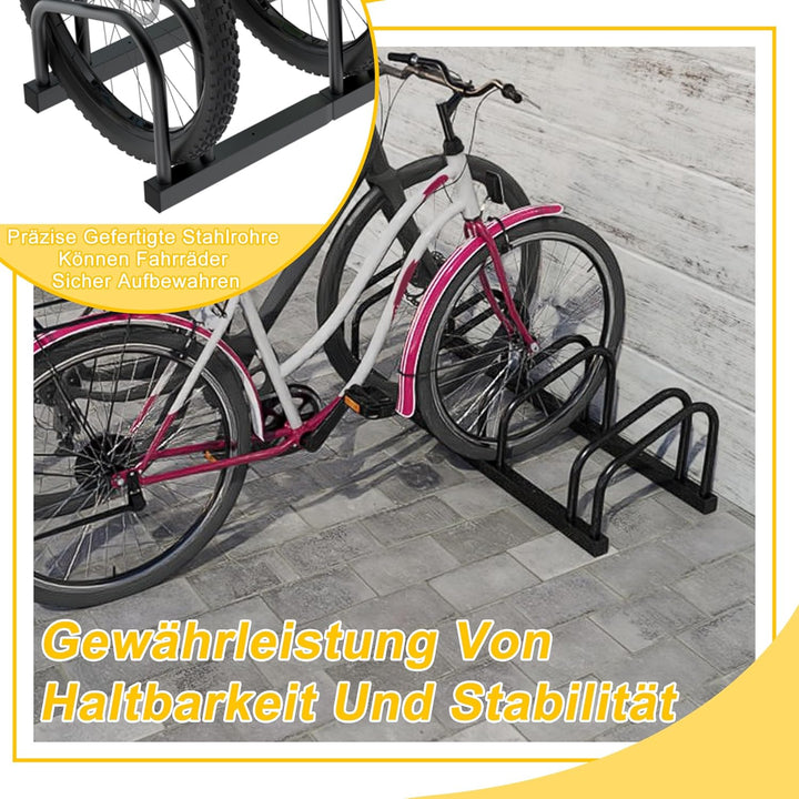 Aufun Fahrradständer Aufstellständer aus Stahl Für 4 Fahrräder, Mehrfachständer mit 37cm Radständer