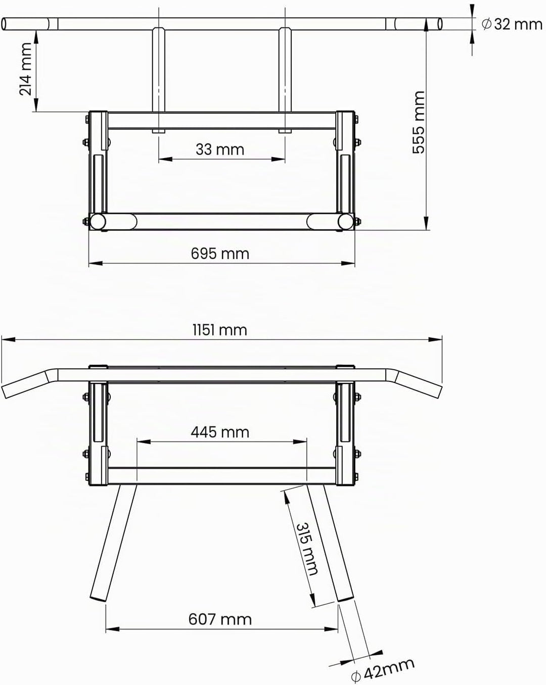 Klimmzugstange Wand 2 in 1 Klimmzüge & Dips | Verstärkter Stahl, Max. Belastung 250 kg | Wandmontage