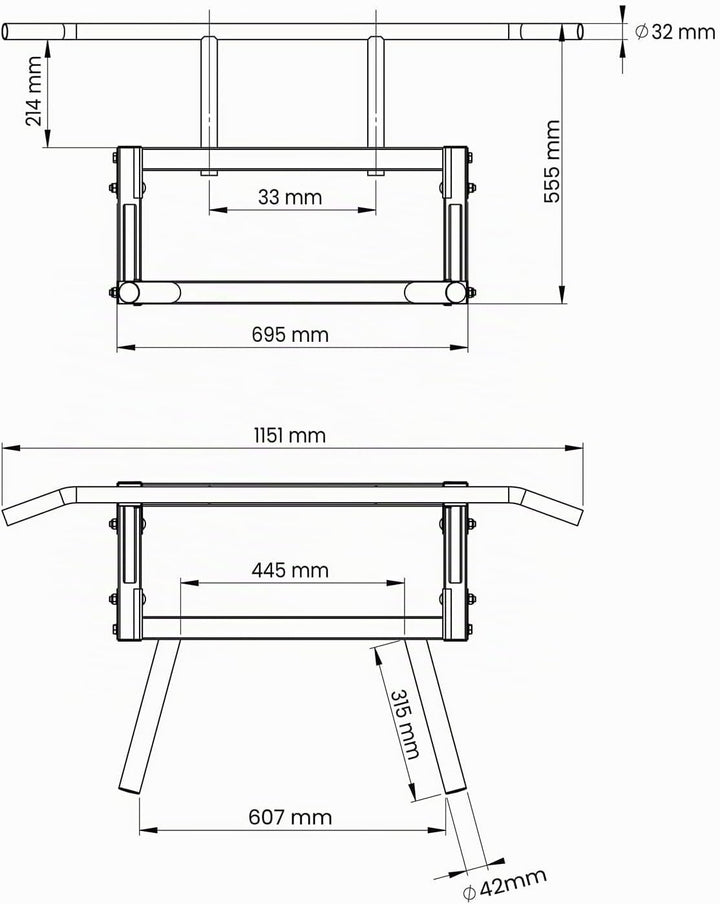 Klimmzugstange Wand 2 in 1 Klimmzüge & Dips | Verstärkter Stahl, Max. Belastung 250 kg | Wandmontage