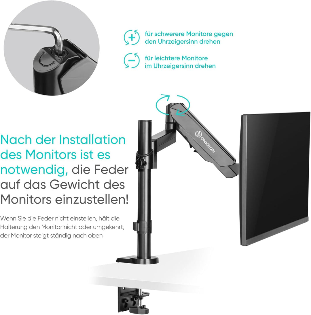ONKRON G70 Monitor Halterung drehbar, schwenkbar, neigbar für 13-34 Zoll Bildschirme, Displays, VESA