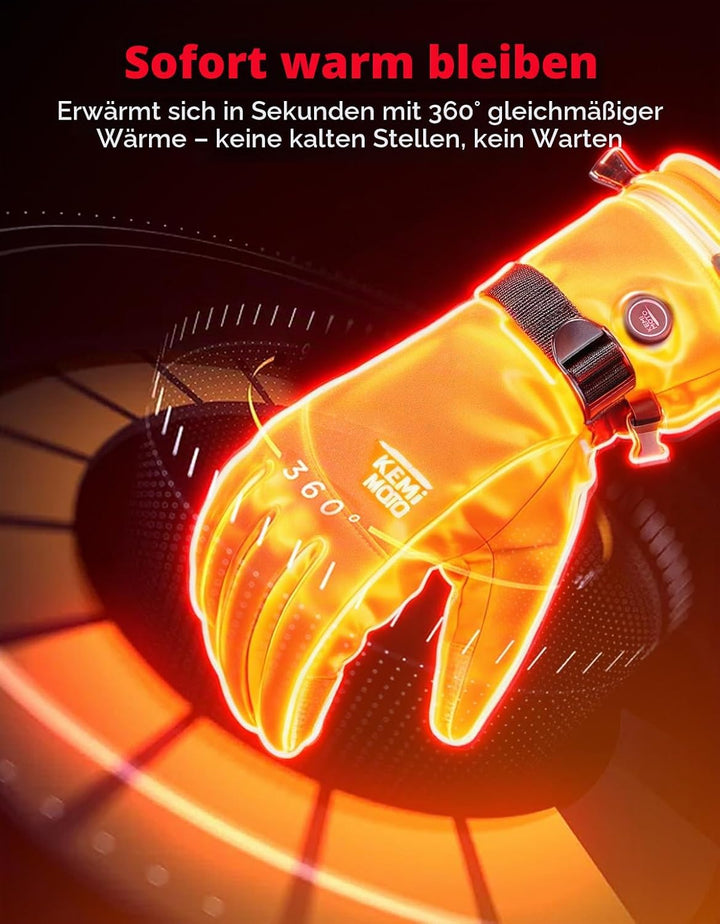 KEMIMOTO Beheizbare Handschuhe mit 2500mAh Akku, Elektrisch Winter Thermohandschuhe Herren und Damen