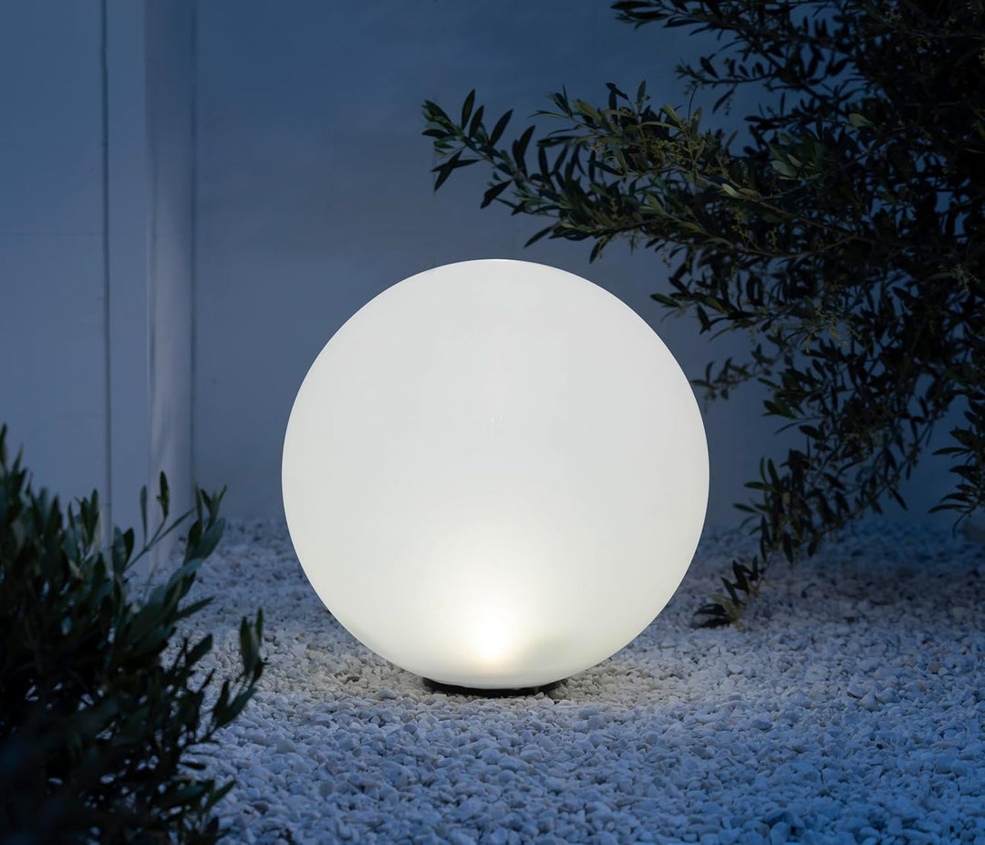 Dehner Solarkugel, Echtglas-Optik, weiss, 41.5 x 41 x 40.5 cm