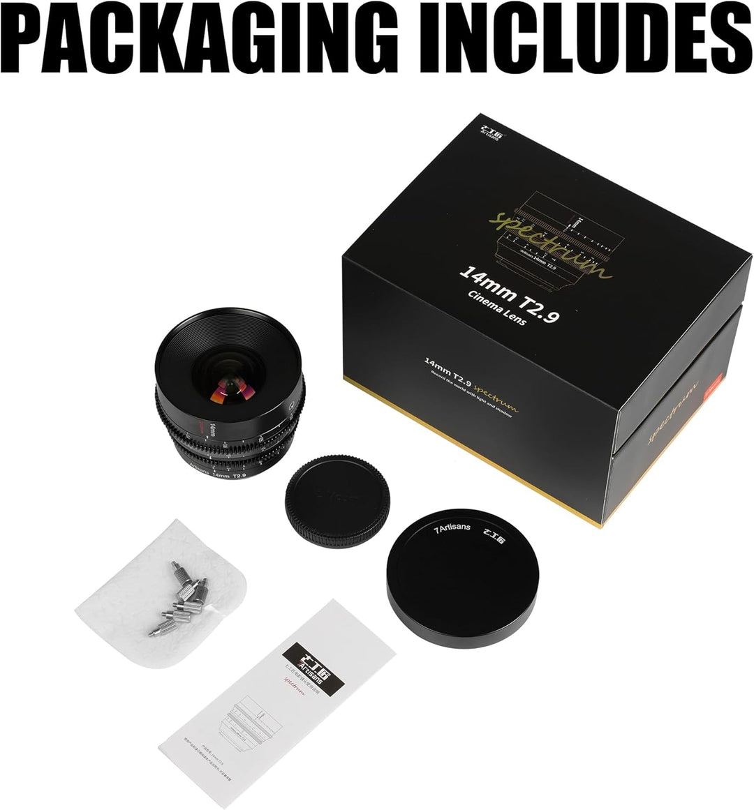 7artisans 14mm T2.9 Full-Frame 114°Weitwinkelobjektiv,Kompatibel für Cannon EOS-R,RED,EOS-R3,EOS-R5,