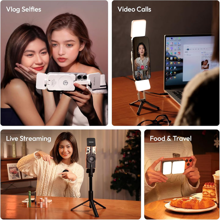 ULANZI GL01 [2026 Aktualisierte] Magnetische Selfie Licht für iPhone, Magnet LED Handy licht mit Zwe