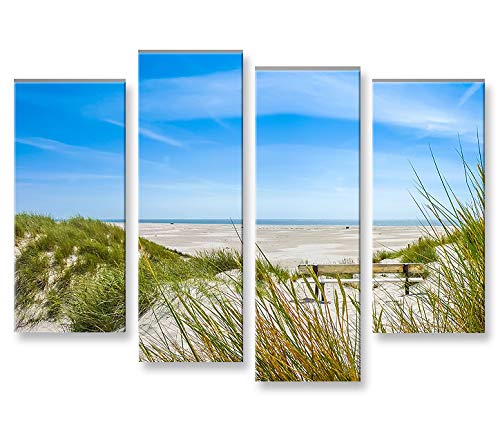 islandburner Bild Bilder auf Leinwand Nordsee Strand 4er XXL Poster Leinwandbild Wandbild Dekoartike