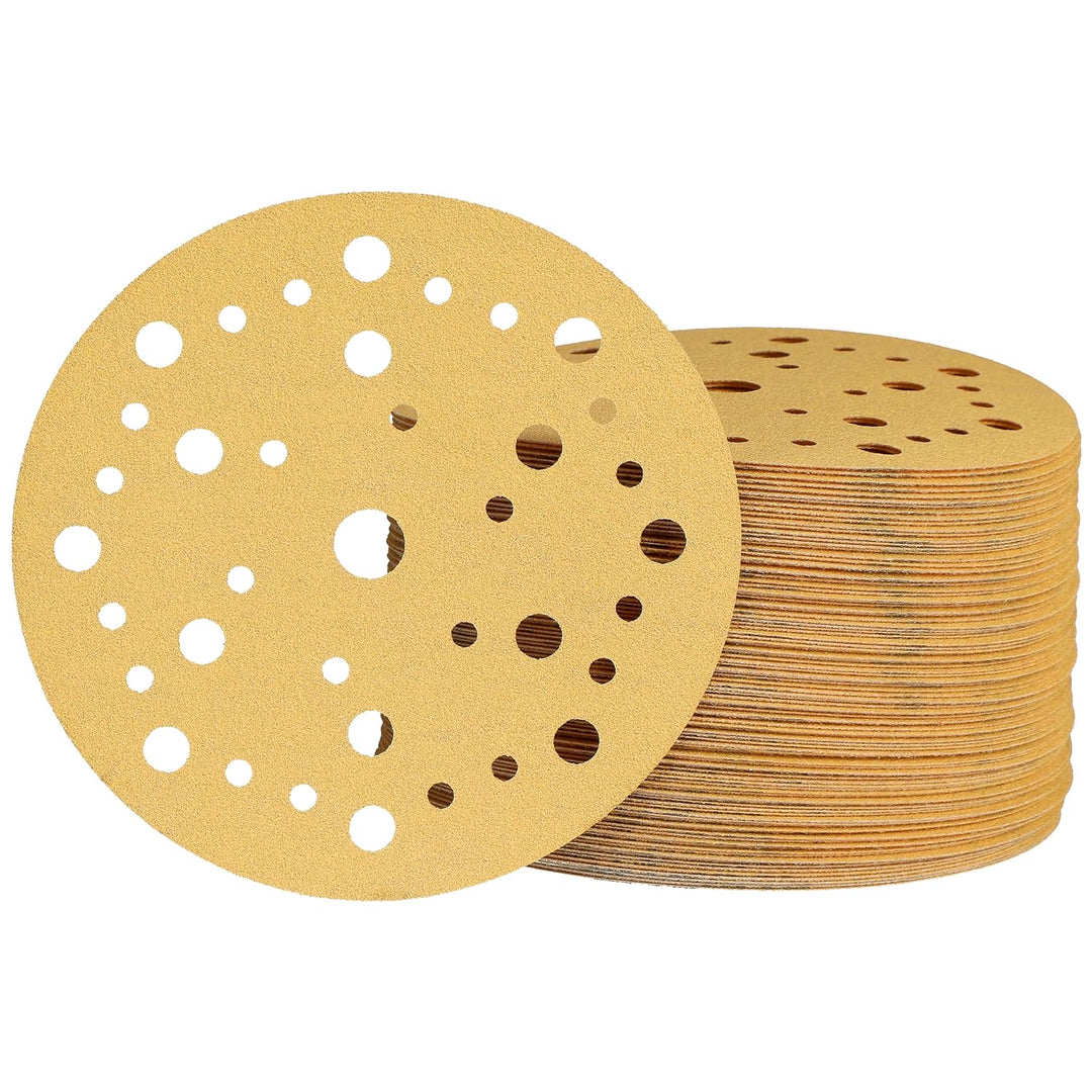Mirka Gold Universal-Schleifpapier Ø 150mm Klett 37-Loch / Korn P120, 100 Stk / Zum Schleifen von Gi