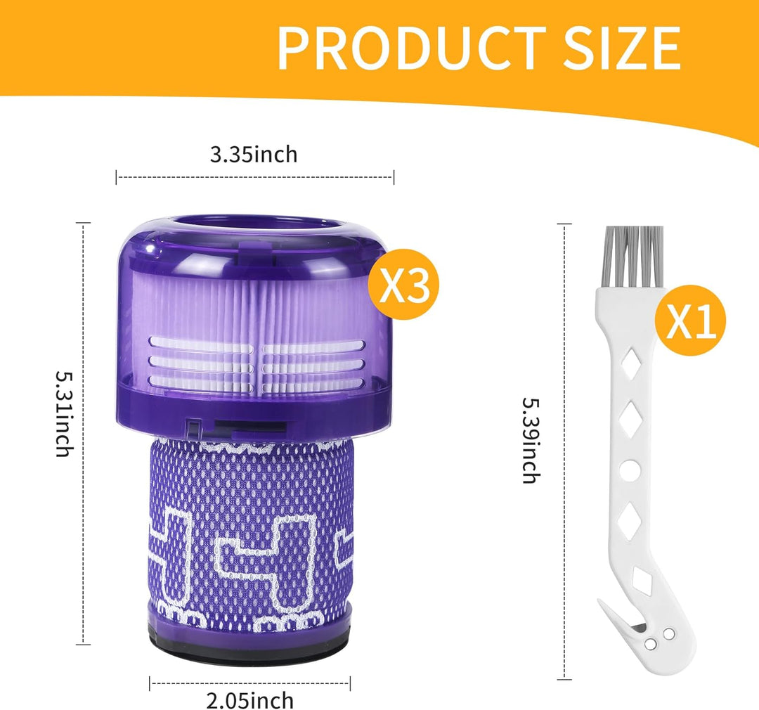 Filter für Dyson V12 Detect Slim Absolute Ersatzfilter,3 Stück Filter für Dyson V12 Staubsauger,wasc