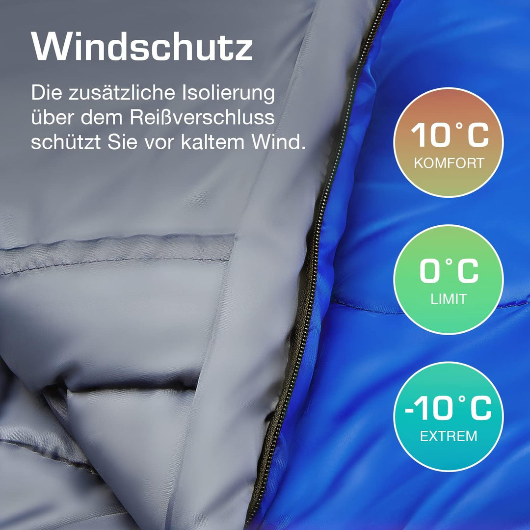 Active Era Mumienschlafsack – Schlafsack Winter und Sommer, -10°C bis 10°C - Wasserabweisend und Win