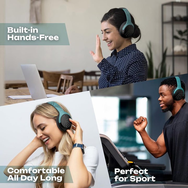 PowerLocus Bluetooth Kopfhörer Over Ear, 60 Std Spielzeit, Kopfhörer Kabellos mit 4 EQ-Modi, Hi-Fi S