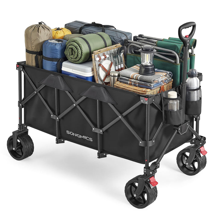 SONGMICS Handwagen faltbar, mit Griff, 200 L, bis 150 kg belastbar | Bollerwagen, Gartenwagen, Campi