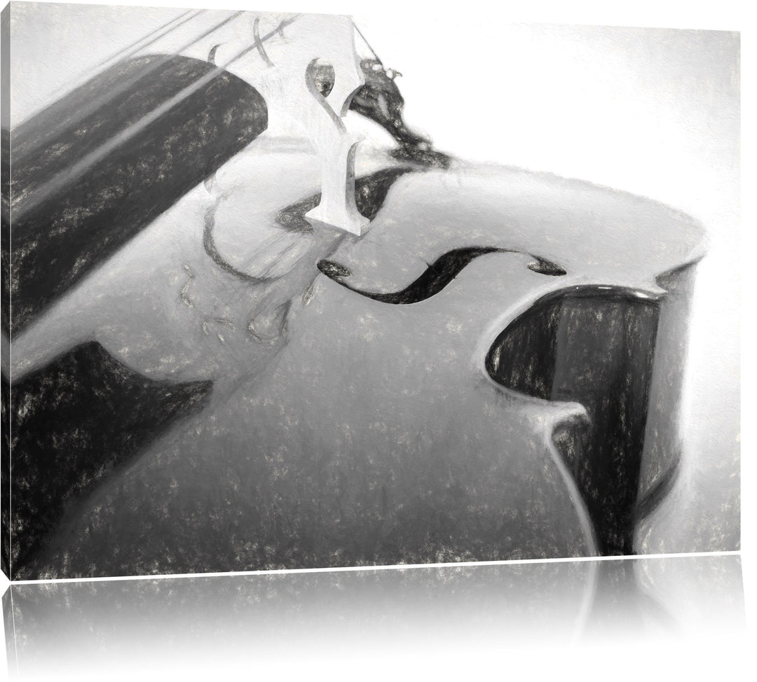 Cello Kohle Effekt, Format: 100x70 auf Leinwand, XXL riesige Bilder fertig gerahmt mit Keilrahmen, K
