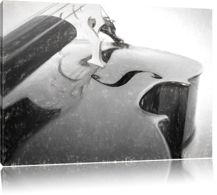Cello Kohle Effekt, Format: 100x70 auf Leinwand, XXL riesige Bilder fertig gerahmt mit Keilrahmen, K