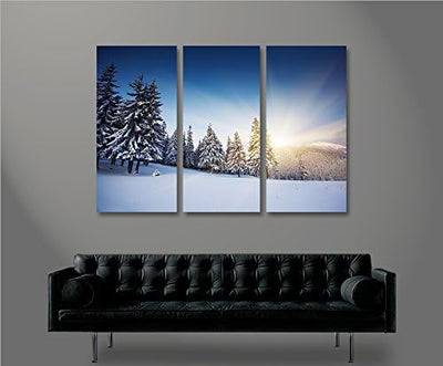 islandburner Bild Bilder auf Leinwand Winterlandschaft Alpen Berge Schnee 3p XXL Poster Leinwandbild