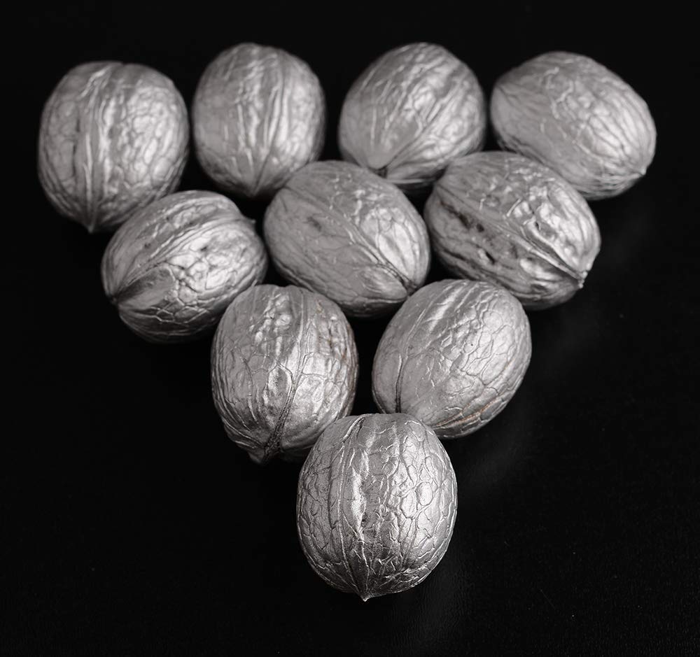 klamottenstore Zapfen & Walnüsse veredelt Dekoration Gold, Silber, Kupfer Effekt (E - Silber, Nüsse)