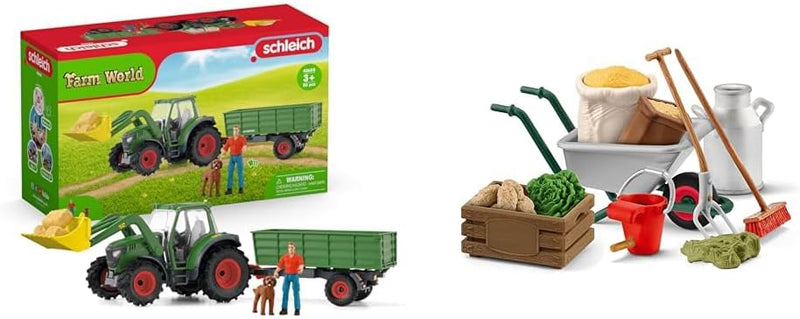 SCHLEICH 42608 Traktor mit Anhänger , ab 3 Jahren, Farm World & Farm World 42610 Bauernhof Zubehör S