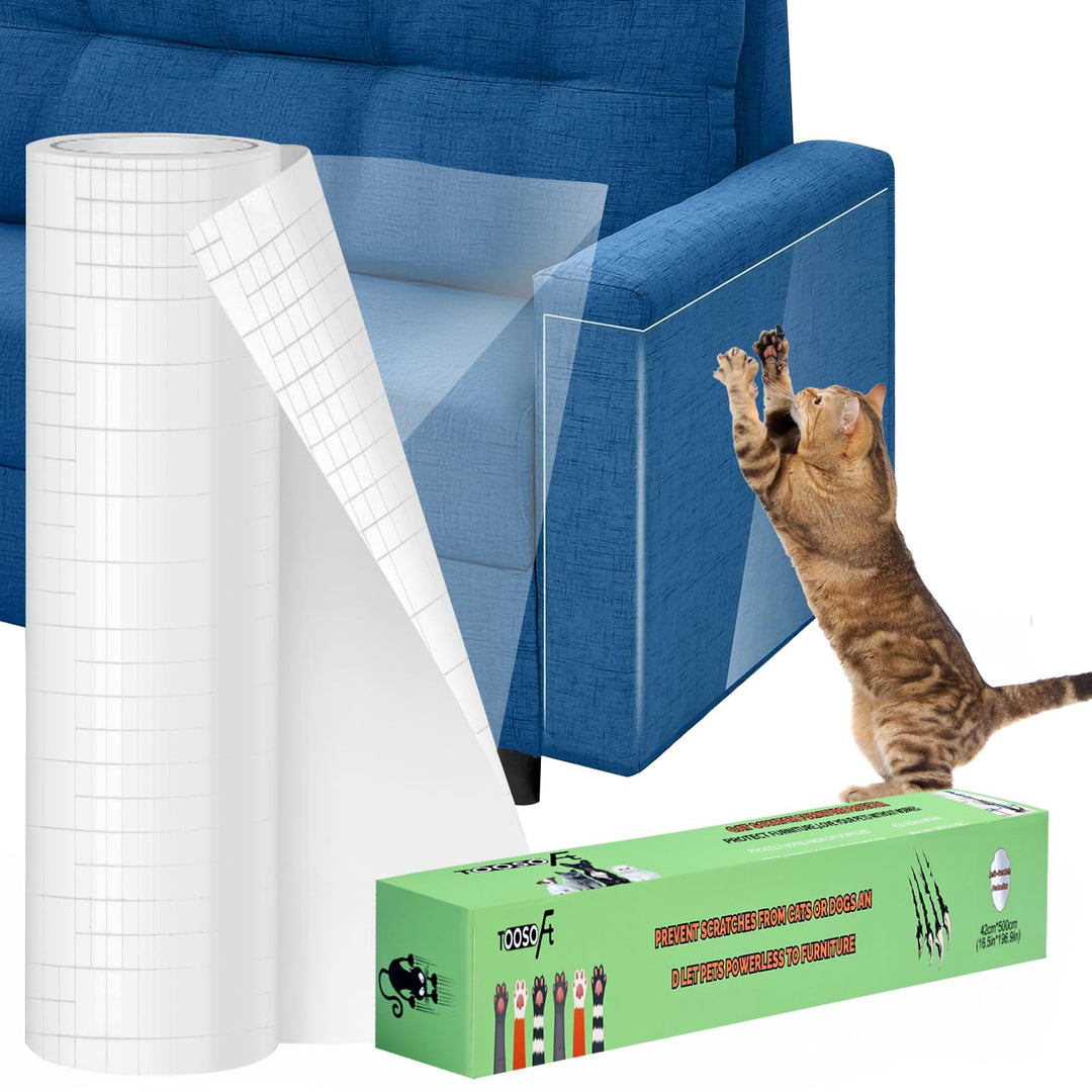 Kratzschutz Sofa Katze Transparent 5m x 42cm: TOOSOFt Katzen Kratzschutz Selbstklebend Tape Extra La