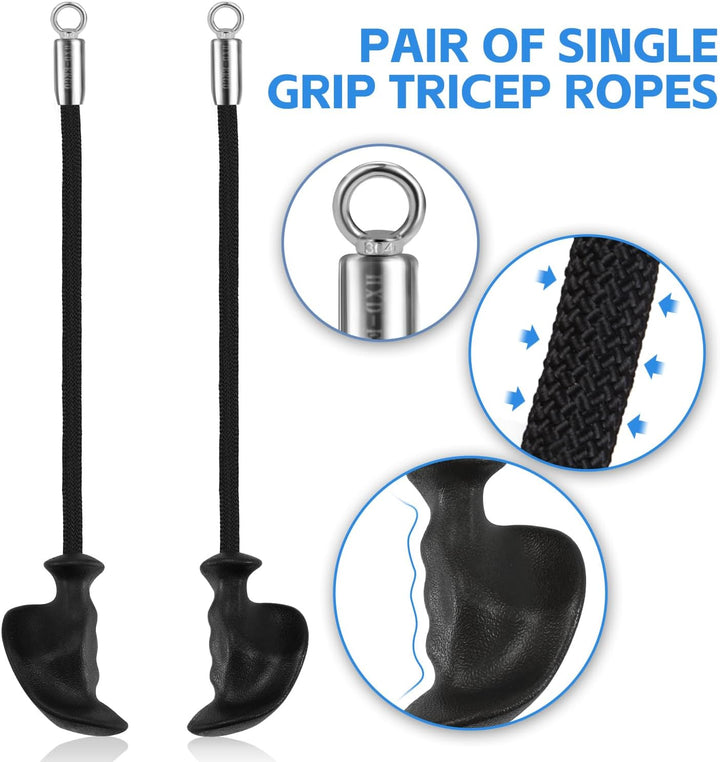 HXD-ERGO Single Trizepsseil 2er Set, Trizeps-Pulldown-Seil mit ergonomischem Griff für Kabelmaschine
