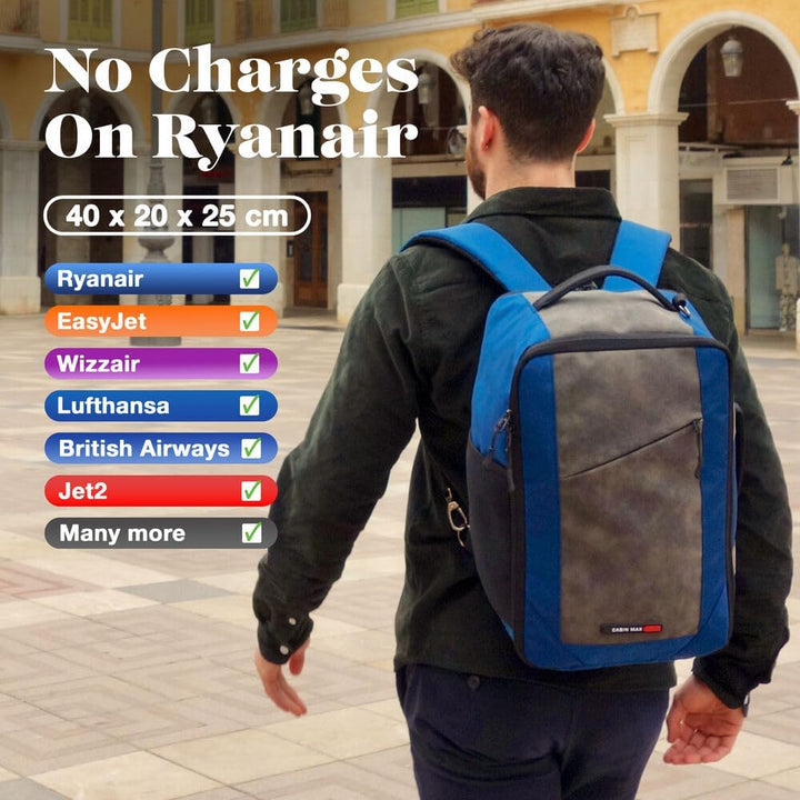 Cabin Max Für Ryanair Handgepäck Rucksack 40x20x25, Reiserucksack, Tasche Flugzeug Wizzair, Eurowing