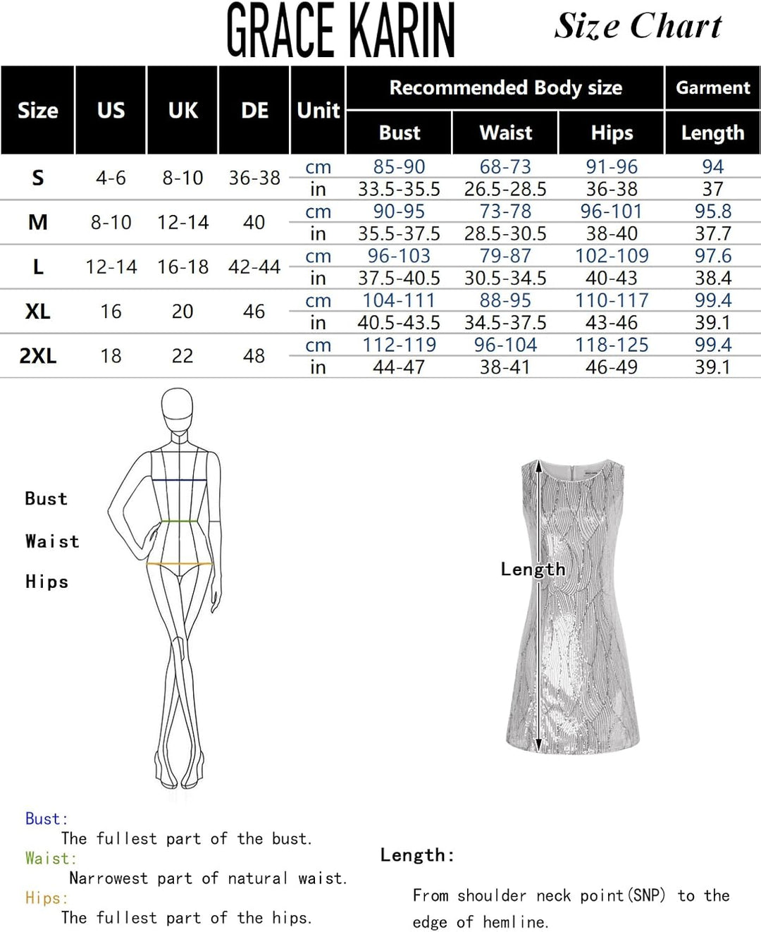 GRACE KARIN Damen Ärmelloses Rundhals Pailletten Cami Kleid Elegant Zweiteiler Tüll Cardigan Abendkl
